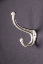 Small Antique Double Hook | White