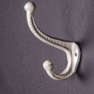 Small Antique Double Hook | White