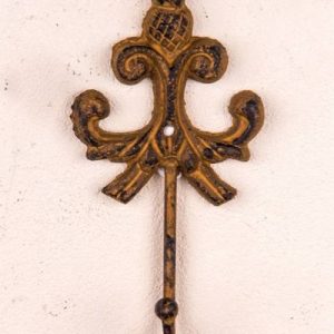 Rust Fleur De Lis Hook 8cm x 3cm x 15cm
