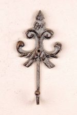 Antique Grey Fleur De Lis Hook 8cm x 3cm x 15cm