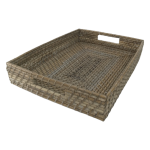 New Grey Rectangular Rattan Tray 45cm x 31cm
