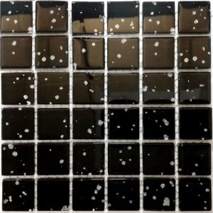 Spectacle Black Glitter Mosaic Tiles (Sheet Size 15x15cm)