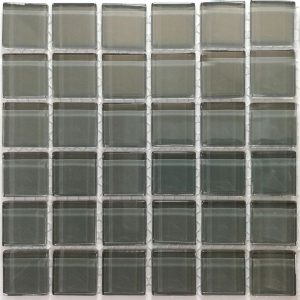 Dove Grey Crystal Glass Mosaic Tiles (Sheet Size 15x15cm)