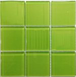 Lime Green Crystal Glass Mosaic Tiles (Sheet Size 15x15cm)