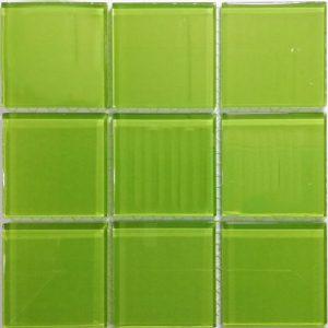 Lime Green Crystal Glass Mosaic Tiles (Sheet Size 15x15cm)