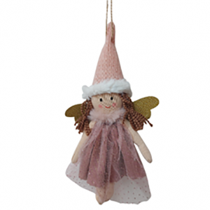 Pink Glitter Fabric Hanging Angel