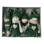 Green Felt Dolls In Box With Lid 4pc 10cm