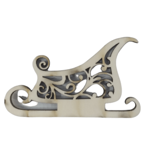 Laser Wooden Cutout Sleigh Christmas Decoration 10cm x 6cm
