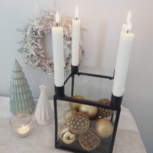 Square Metal Candle Holder With Glass Sides