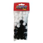 Black & White Pom-poms 14mm