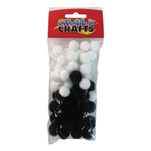 Black & White Pom-poms 14mm