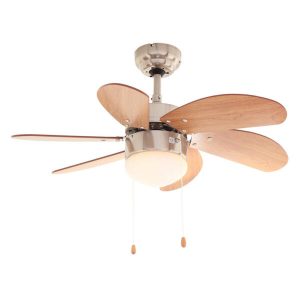 Cherry Wood/Satin Chrome Turbo Ceiling Fan