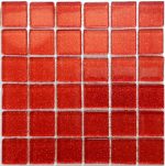 Cherry Red Glitter Mosaic Tiles (Sheet Size 15x15cm)