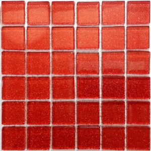 Cherry Red Glitter Mosaic Tiles (Sheet Size 15x15cm)