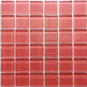 Dusty Pink Crystal Glass Mosaic Tiles (Sheet Size 15x15cm)