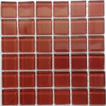 Burnt Copper Crystal Glass Mosaic Tiles (Sheet Size 15x15cm)