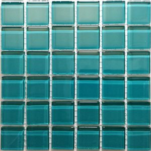 Sea Green Crystal Glass Mosaic Tiles (Sheet Size 15x15cm)