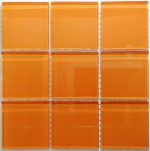 Tangerine Crystal Glass Mosaic Tiles (Sheet Size 15x15cm)