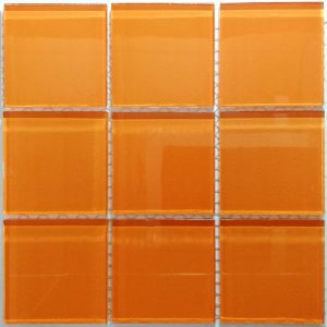 Tangerine Crystal Glass Mosaic Tiles (Sheet Size 15x15cm)