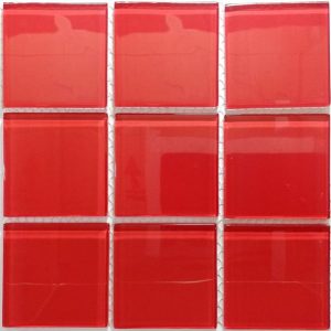 Cherry Red Crystal Glass Mosaic Tiles (Sheet Size 15x15cm)