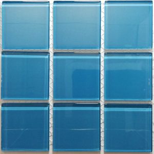 Aquamarine Crystal Glass Mosaic Tiles (Sheet Size 15x15cm)