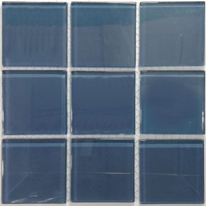 Smoke Blue Crystal Glass Mosaic Tiles (Sheet Size 15x15cm)