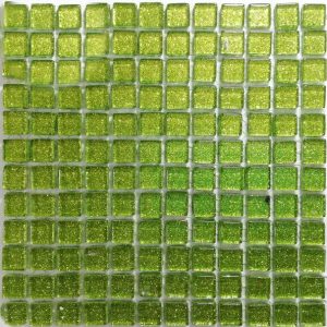 Lime Green Glitter Mosaic Tiles (Sheet Size 15x15cm)