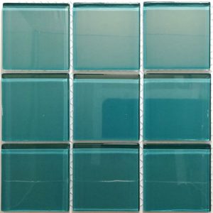 Sea Green Crystal Glass Mosaic Tiles (Sheet Size 15x15cm)
