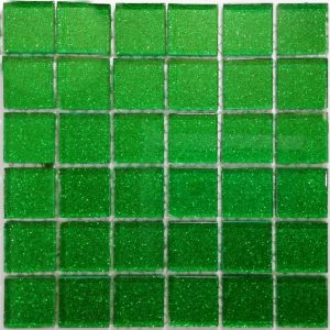 Dark Green Glitter Mosaic Tiles (Sheet Size 15x15cm)
