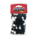 Pom-poms Black & White 15mm