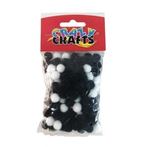 Pom-poms Black & White 15mm