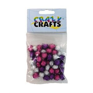 Metallic Pink & Purple Pom-poms 10mm