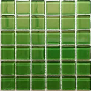 Dark Green Crystal Glass Mosaic Tiles (Sheet Size 15x15cm)
