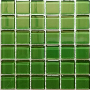 Dark Green Crystal Glass Mosaic Tiles (Sheet Size 30x30cm)