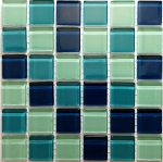 Green & Turquoise Mix Crystal Glass Mosaic Tiles (Sheet Size 15x15)