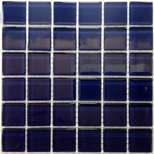 Midnight Blue Crystal Glass Mosaic Tiles (Sheet Size 15x15cm)
