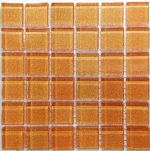 Tangerine Glitter Mosaic Tiles (Sheet Size 15x15cm)