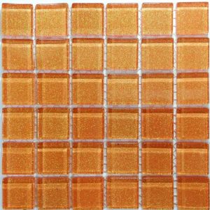 Tangerine Glitter Mosaic Tiles (Sheet Size 15x15cm)