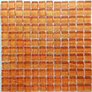 Tangerine Glitter Mosaic Tiles (Sheet Size 15x15cm)