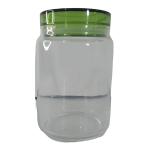 Glass Jar With Green Plastic Lid 1L