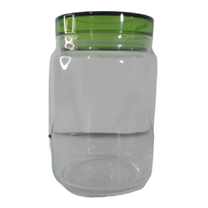 Glass Jar With Green Plastic Lid 1L
