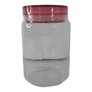 Glass Jar With Pink Plastic Lid 1L