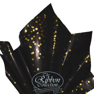 Black With Gold Dots Confetti Rib Tissue Paper 50x70cm