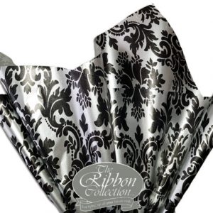Silver & Black Damask Rib Tissue Paper 50x70cm
