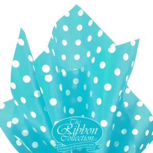 Aqua & White Dot Rib Tissue Paper 50cmx70cm