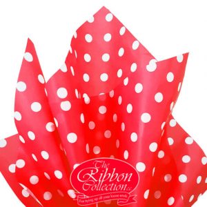 Red& white Rib Dot Tissue Paper 50x70cm