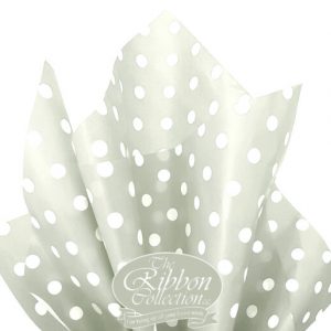 Silver & White Dot Rib Tissue Paper 50x70cm