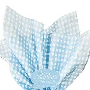 Blue & White Gingham Rib Tissue Paper 50cmx70cm