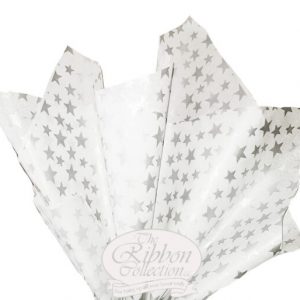 White & Silver Star Rib Tissue Paper 50x70cm