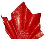 Red & Gold Confetti Dots Rib Tissue Paper 50x70cm